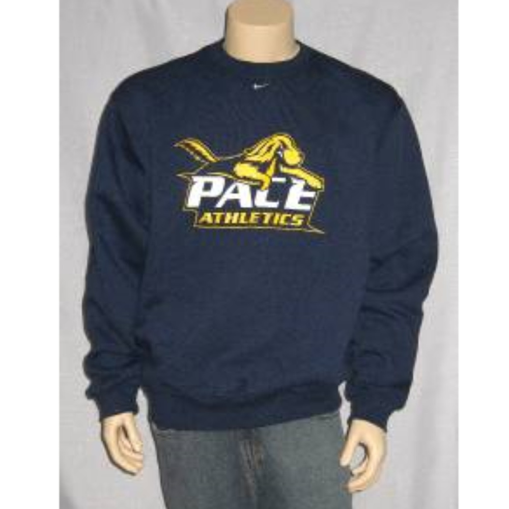 NIKE Pace University ATHLETICS Crew Sweatshirt Setters Navy Blue NCAA